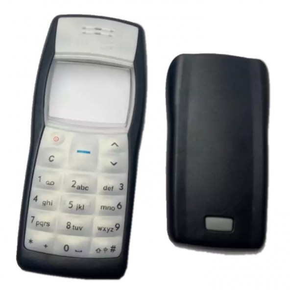 Nokia 1100 Kapak Nokia 1100 uyumlu Siyah ön Kapak Arka Kapak ve Tuş Takımı - 1