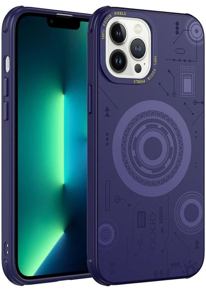 Apple iPhone 13 Pro Kılıf Wireless Şarj Özellikli Kenarları Antişok Desenli Hot Kapak - Resim 3