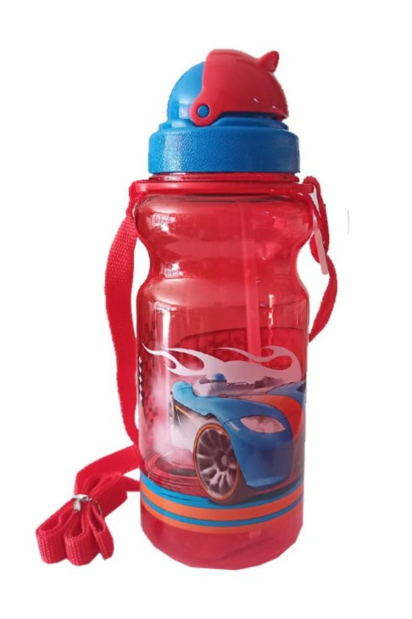 Erkek Çocuk Matara 500ml Kırmızı 1 Adet Extreme Speed Kırmızı Suluk Plastik Su Matarası - 2