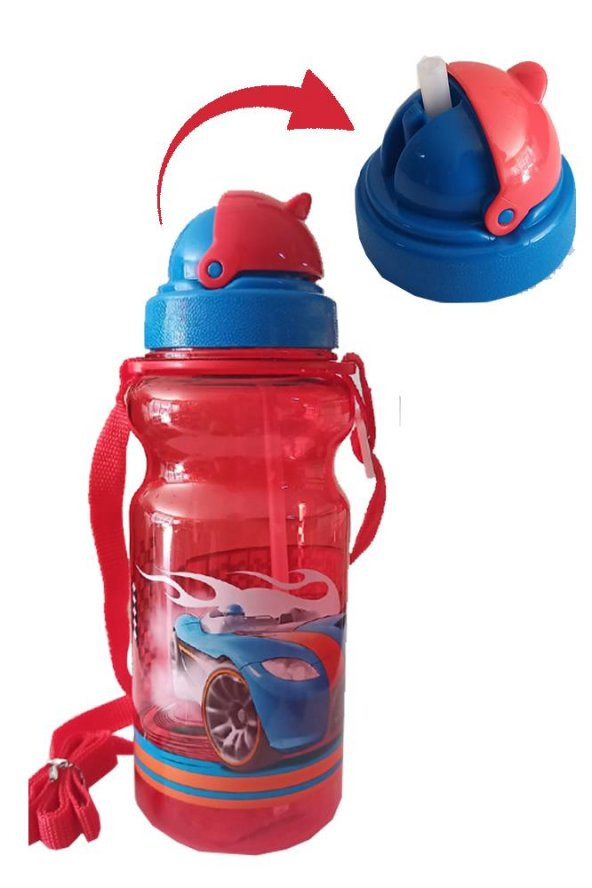 Erkek Çocuk Matara 500ml Kırmızı 1 Adet Extreme Speed Kırmızı Suluk Plastik Su Matarası - 4