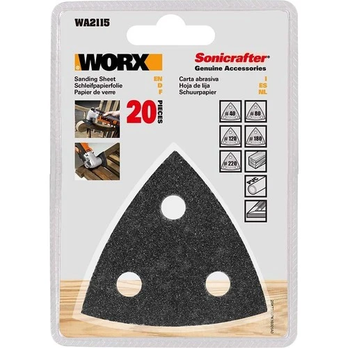 WORX WA2115 20 Parça Çok Amaçlı Zımpara Makinası Cırtlı Universal Yedek Delikli Zımpara Kâğıdı Seti - 2
