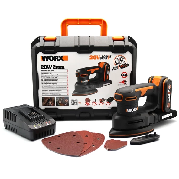WORX WX822 20Volt 2.0Ah. Li-ion Şarjlı Profesyonel Üçgen Mouse Zımpara - 6