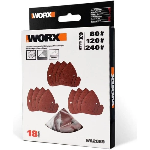 WORX WA2069 140x90mm 80, 120, 240 Kum, 18 Adet Cırtlı Universal Mouse Zımpara Kâğıdı Seti - 5