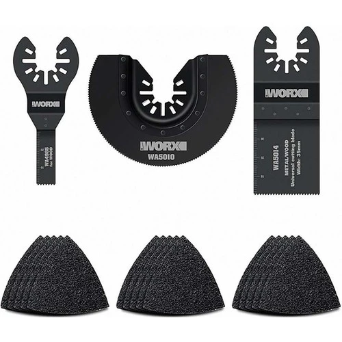 WORX WA5099 18 Parça Universal Metal, Ahşap Kesme ve Zımpara Kâğıdı Aksesuar Seti