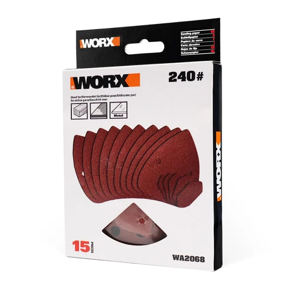 WORX WA2068 140x90mm 240 Kum, 15 Adet Cırtlı Universal Mouse Zımpara Kâğıdı - 8