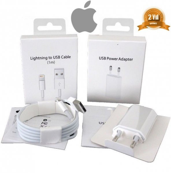 Day Orjinal Apple iPhone 11 USB 5W Şarj Cihaz MD813ZM-A + MD818ZM-A Kablo Dahil