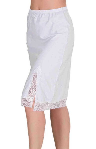 Kadın Dantelli Penye Jüpon Berrak-11004