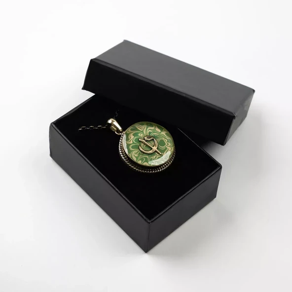 Ebrulu Elif-Vav El İşi Otantik Reçine Kolye Cevşen (1766-4) - 2