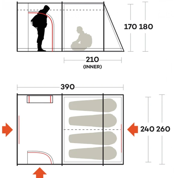 Ferrino Fenix 4 kişilik Aile Çadırı - 10