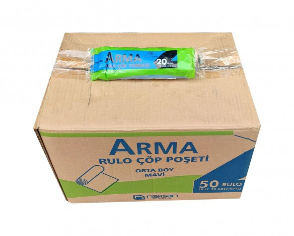 Arma Mavi Orta Boy 55 x 60 Cm. - 30 Litre Çöp Torbası Poşeti - 20 Adetlik 5 Rulo - 4