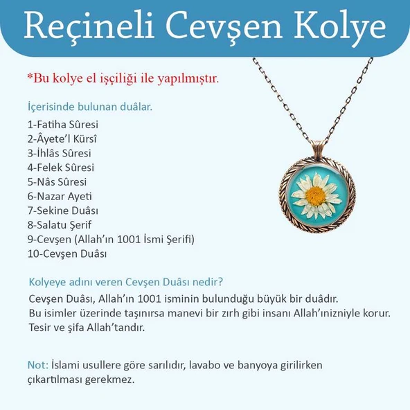 Ebrulu Elif-Vav El İşi Otantik Reçine Kolye Cevşen (1766-1) - 3