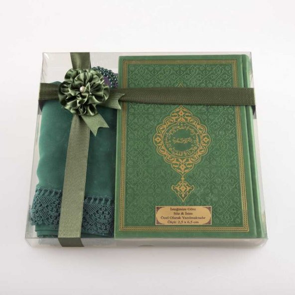 Şal + Tesbih + Kuran Hediye Seti (Hafız Boy, Yeşil)