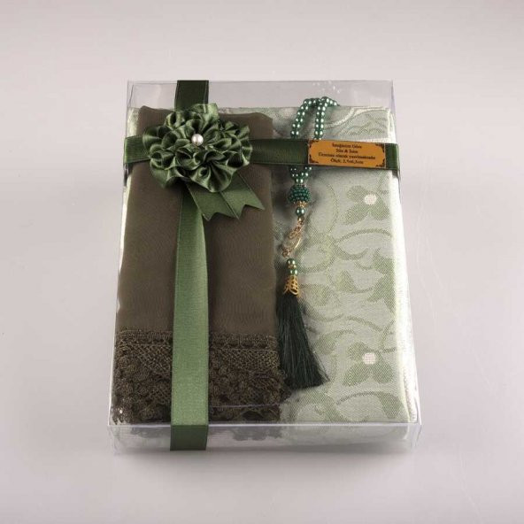 Tesbih Seccade Şal Set (Yeşil) ürün görseli 1