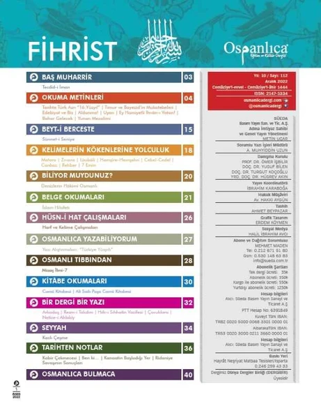 Aralık 2022 Osmanlıca Dergisi - Resim 2