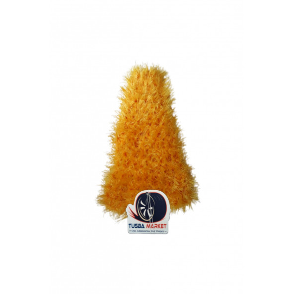 Uzun Tüylü Sarı Peluş Oto Vites Körüğü Püskülü  / Nazarlıklı Kırmızı Makrome Oto Egsoz Püskülü - Resim 3