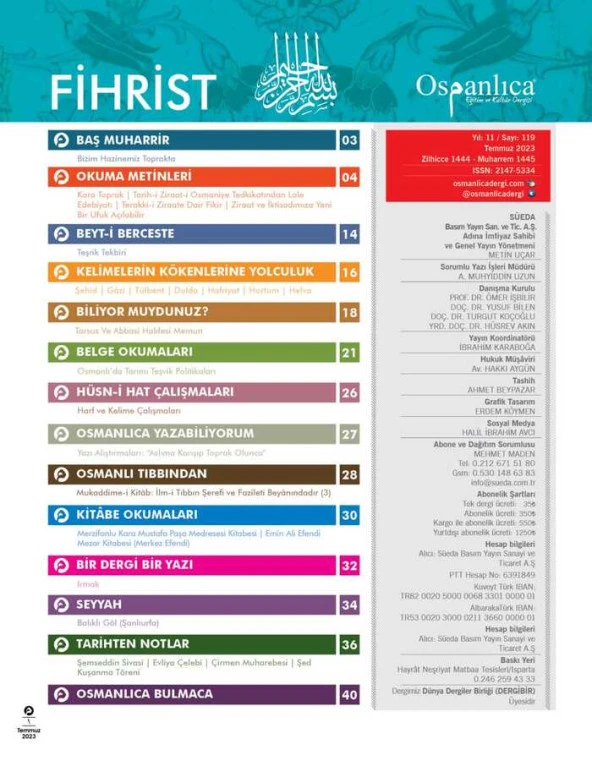 Temmuz 2023 Osmanlıca Dergisi - 2
