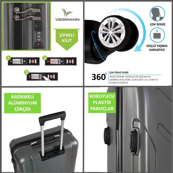 Vegmann Vela Antrasit Orta Boy Valiz - Resim 6