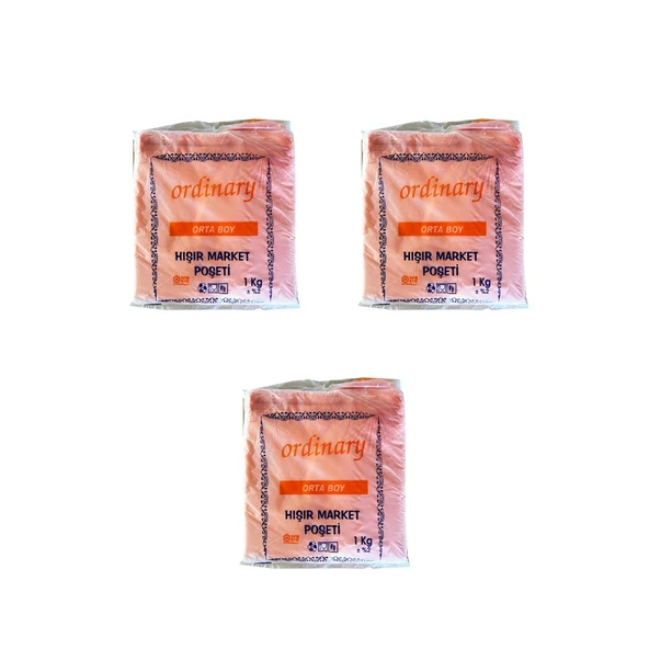 Ordinary Turuncu Market Poşeti Torbası - Hışır Atlet Poşet - Orta Boy - 26 x 50 Cm. - 3 Kg.