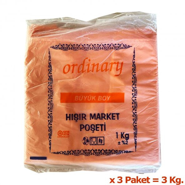Ordinary Turuncu Market Poşeti Torbası - Hışır Atlet Poşet - Büyük Boy - 30 x 60 Cm. - 3 Kg. - Resim 2