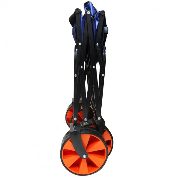 Katlanabilir Taşıma Arabası Plaj-Bahçe-Kamp Arabası Mavi (Turuncu Tekerli) - 4