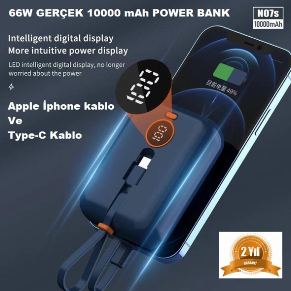 10000 Mah 66W Ultra Hızlı Powerbank Apple iphone Lightning Ve Type-c - 6