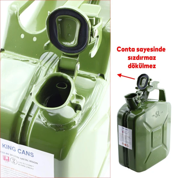 Metal Benzin Bidonu 5 Litre Akaryakıt Mazot Taşıma Doldurma Depolama Bidonu Dayanıklı Bidon - 3