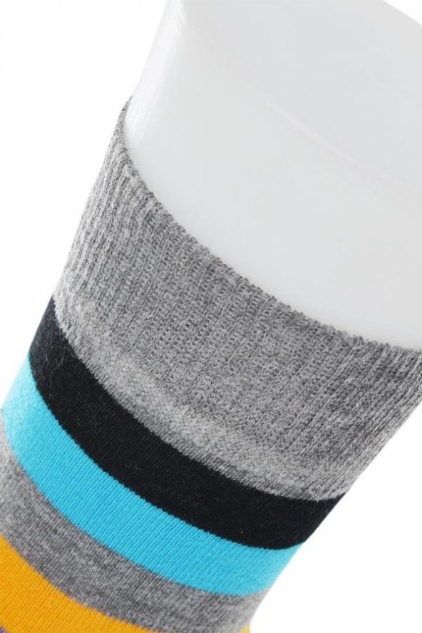 Dode Flora Erkek Pamuk Dikişsiz Kalın Çizgili Renkli Konforlu Rahat Özel Seri 6'lı Soket Çorap - 9