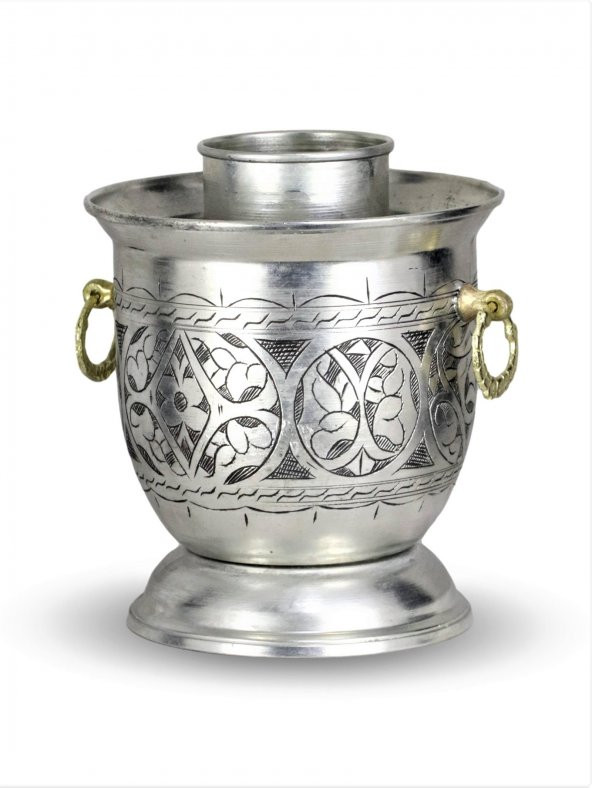 Bakır Rakı Şişelik Ehli Keyf Takımı Kalın Kalay Kaplama Keski İşlemeli - 2