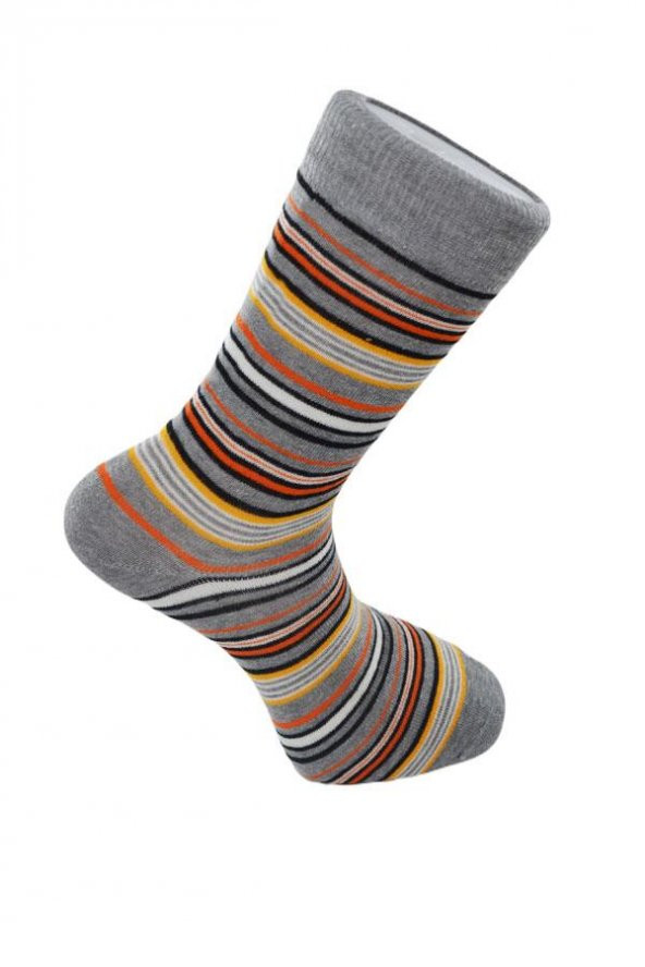 Dode Flora Erkek Pamuk Dikişsiz İnce Çizgili Renkli Konforlu Rahat Özel Seri 6'lı Soket Çorap - 4