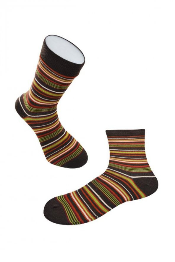 Dode Flora Erkek Pamuk Dikişsiz İnce Çizgili Renkli Konforlu Rahat Özel Seri 6'lı Soket Çorap - 5