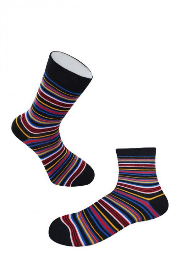 Dode Flora Erkek Pamuk Dikişsiz İnce Çizgili Renkli Konforlu Rahat Özel Seri 6'lı Soket Çorap - 10