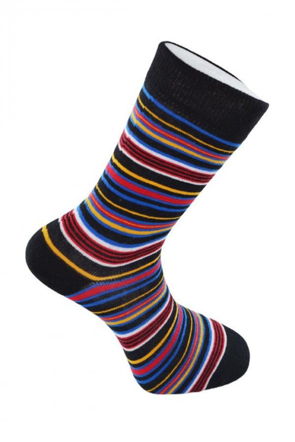 Dode Flora Erkek Pamuk Dikişsiz İnce Çizgili Renkli Konforlu Rahat Özel Seri 6'lı Soket Çorap - 11