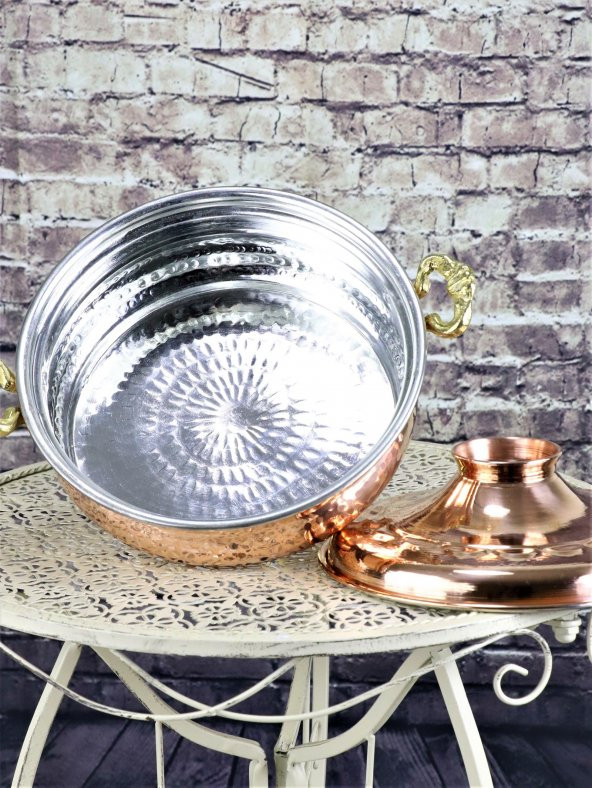 Morya Bakır Tencere El Dövmesi Derin Karnıyarık 28 cm - 2