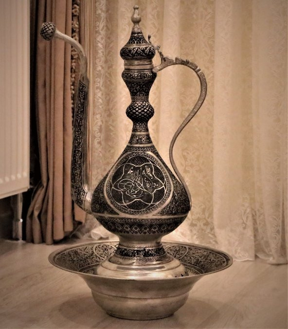 Morya Bakır Sultan Keski İşlemeli Antep Bakır ibrik