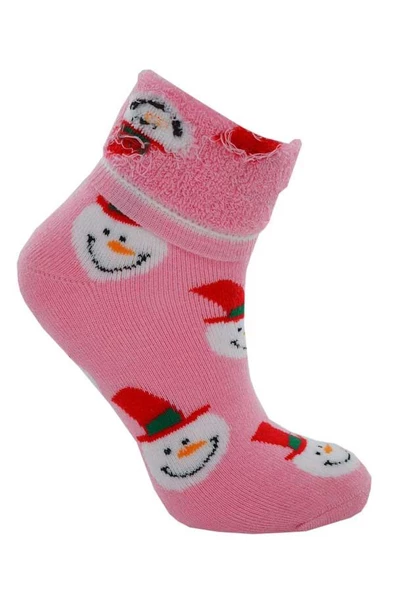 Dode Flora Çocuk Pamuk İç Havlu Kardam Adam Desenli Soket Yılbaşı Çorabı - 8