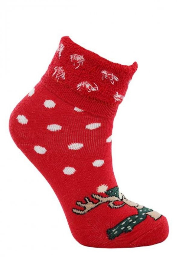 Dode Flora Çocuk Pamuk İç Havlu Puantiye Desen Soket Yılbaşı Çorabı - 2