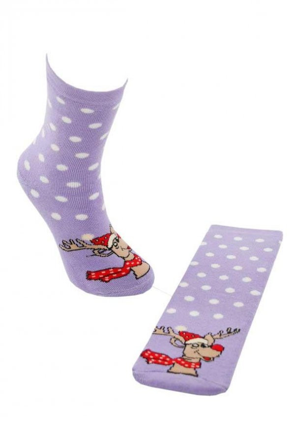 Dode Flora Çocuk Pamuk İç Havlu Puantiye Desen Soket Yılbaşı Çorabı - 3