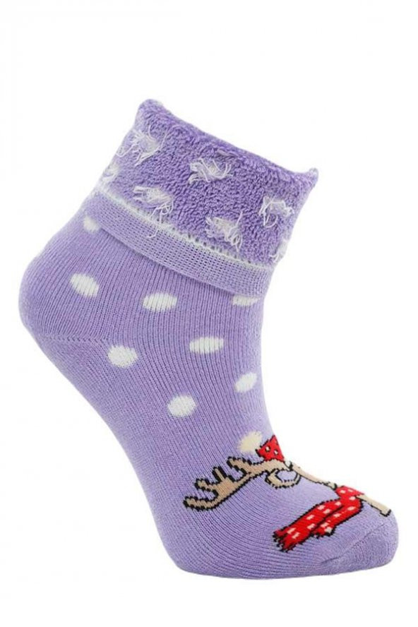 Dode Flora Çocuk Pamuk İç Havlu Puantiye Desen Soket Yılbaşı Çorabı - 4