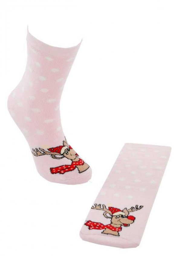 Dode Flora Çocuk Pamuk İç Havlu Puantiye Desen Soket Yılbaşı Çorabı - 5