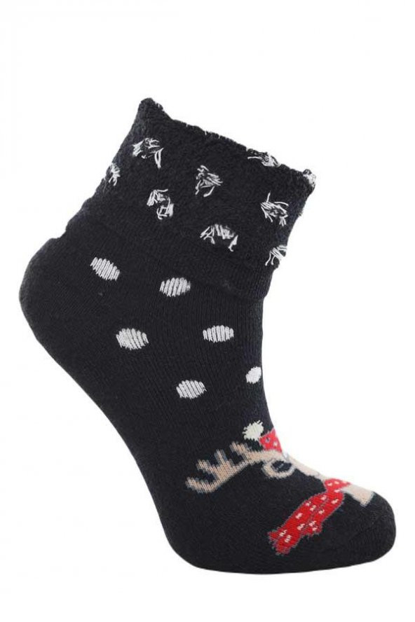 Dode Flora Çocuk Pamuk İç Havlu Puantiye Desen Soket Yılbaşı Çorabı - 8