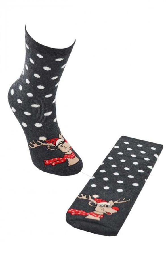 Dode Flora Çocuk Pamuk İç Havlu Puantiye Desen Soket Yılbaşı Çorabı - 9