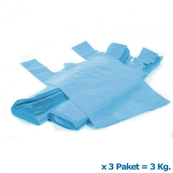 Arma Mavi Market Poşeti Torbası - Hışır Atlet Poşet - Orta Boy - 28 x 50 Cm. - 3 Kg. - 2