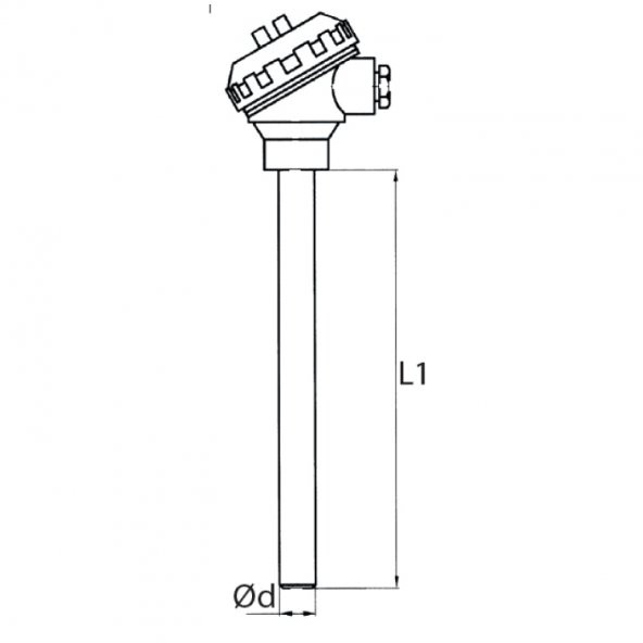 Kafalı Tip K (NiCr-Ni) İnsetli Termokupl 22x1200mm - 2
