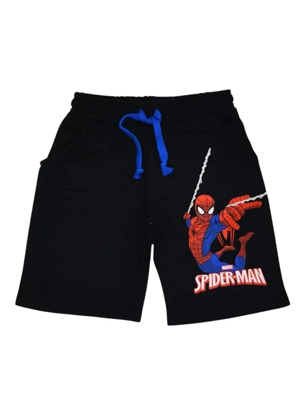 Erkek Çocuk Beyaz Renk Spiderman Örümcek Adam T-shirt ve Siyah Renk Şort Alt Üst 2 Parça Takım - 2