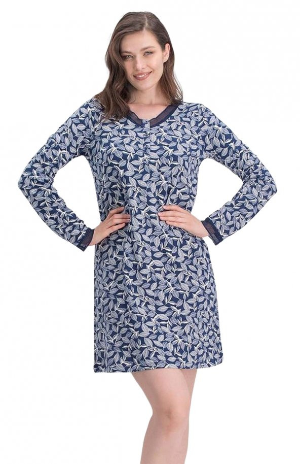 Flora Arnetta Yaprak Desen Tunik Gecelik (AR416) - 2