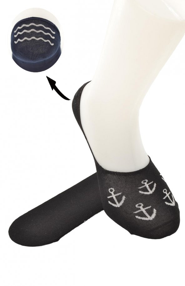 Erkek Deniz Çapa Desenli Kaymaz Slikon Bantlı Babet