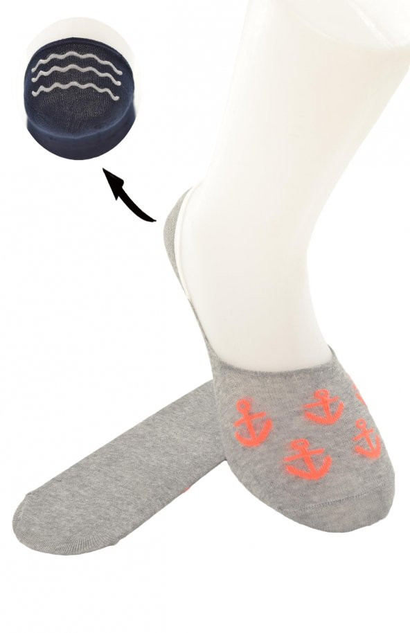 Erkek Deniz Çapa Desenli Kaymaz Slikon Bantlı Babet - 2