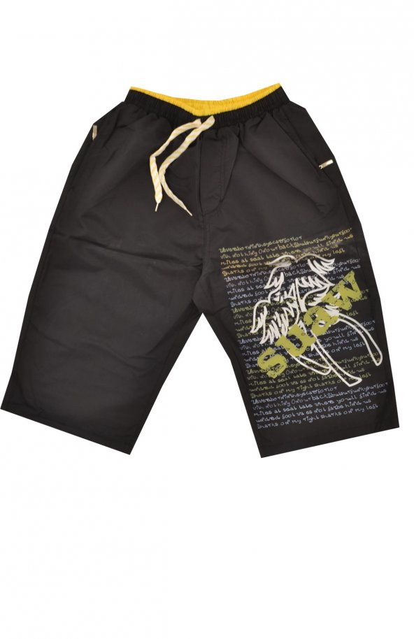 Erkek Yazı Baskılı Yan Fermuar Cepli Bağcıklı Kapri - Resim 2