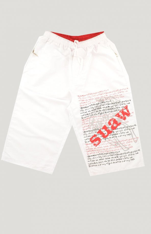 Erkek Yazı Baskılı Yan Fermuar Cepli Bağcıklı Kapri - Resim 3