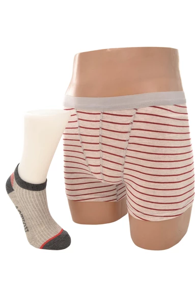 Erkek Çocuk Penye Boxer Pamuk Çorap Kombin Takım - 4